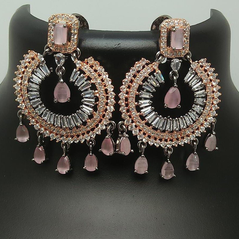 Pooja Bangles 2 Tone Plated Crystal Stone Dangler Earrings