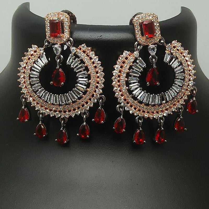 Pooja Bangles 2 Tone Plated Crystal Stone Dangler Earrings