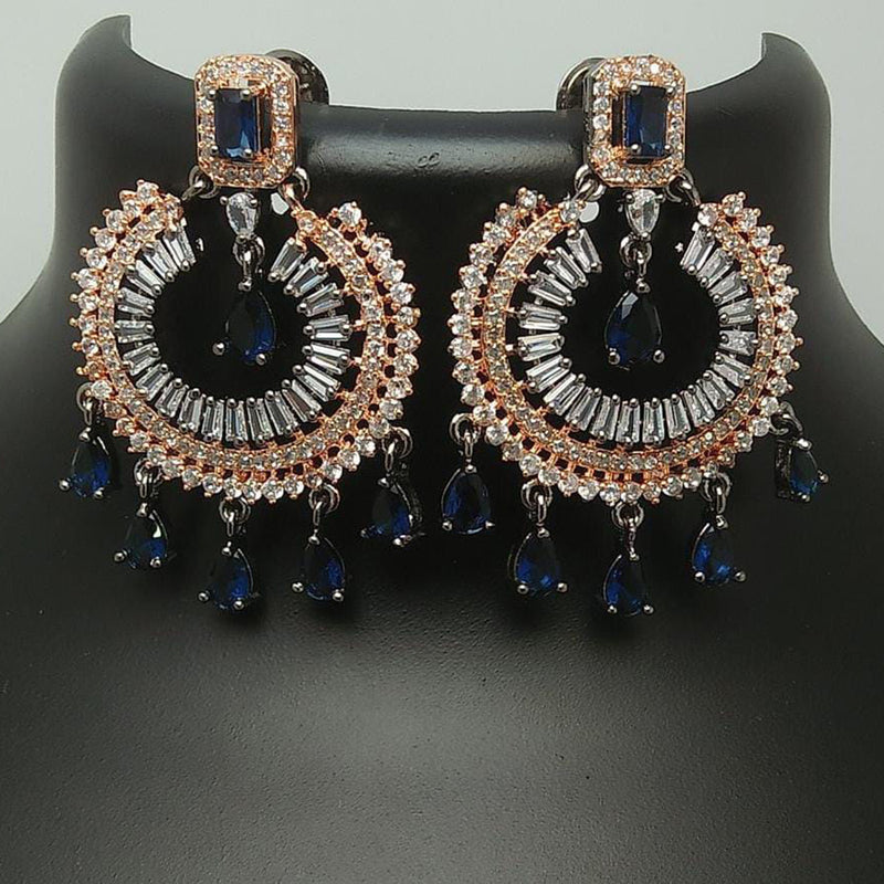 Pooja Bangles 2 Tone Plated Crystal Stone Dangler Earrings