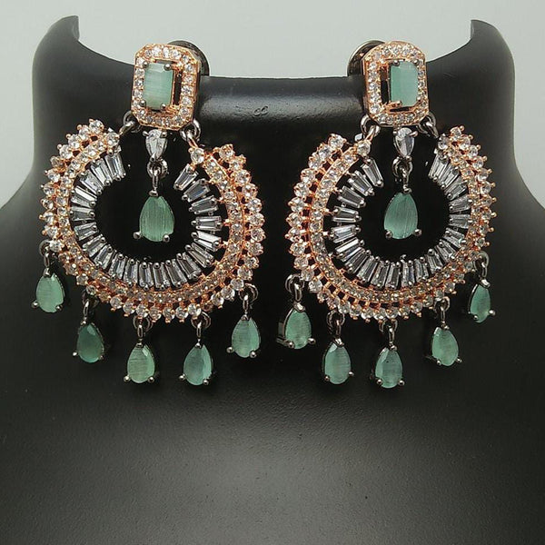 Pooja Bangles 2 Tone Plated Crystal Stone Dangler Earrings