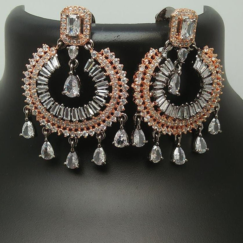 Pooja Bangles 2 Tone Plated Crystal Stone Dangler Earrings