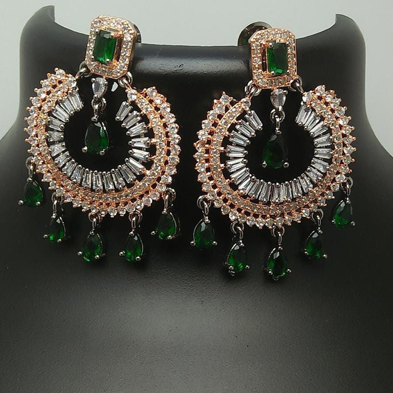 Pooja Bangles 2 Tone Plated Crystal Stone Dangler Earrings