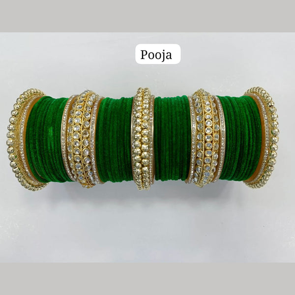 Pooja Bangles Gold Plated Velvet Bangles Set