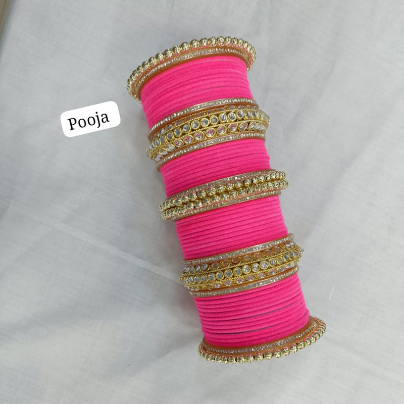 Pooja Bangles Gold Plated Velvet Bangles Set