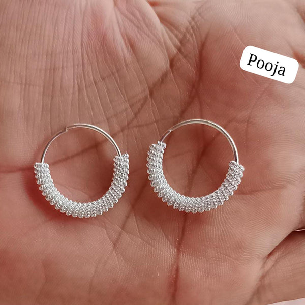 Pooja Bangles Silver Plated Hoop Earrings