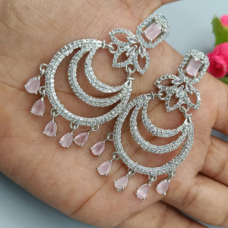 Pooja Bangles Silver Plated AD Stone Dangler Earrings