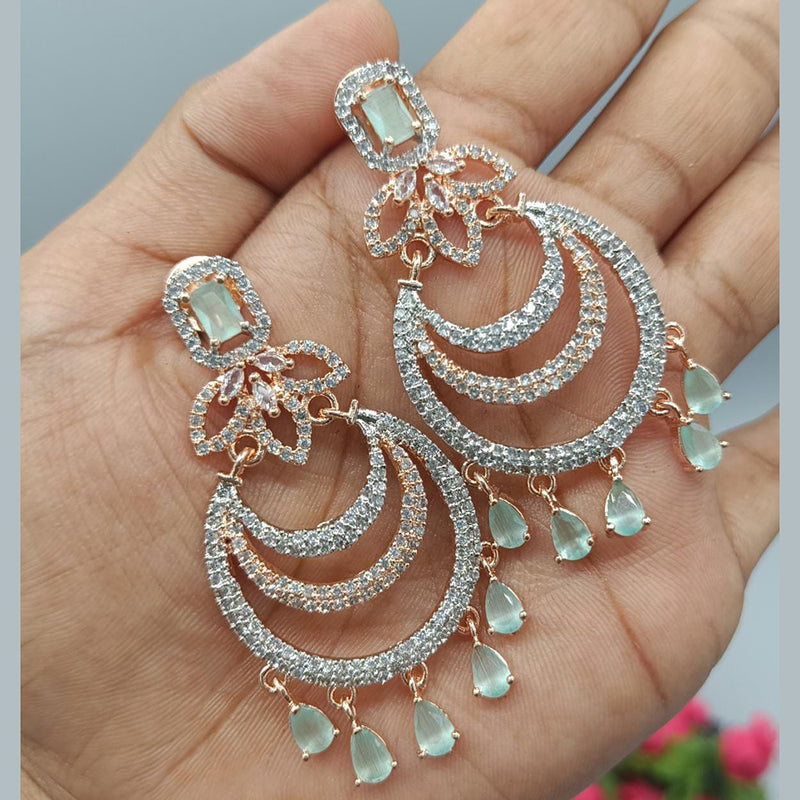 Pooja Bangles 2Tone Plated AD Stone Dangler Earrings