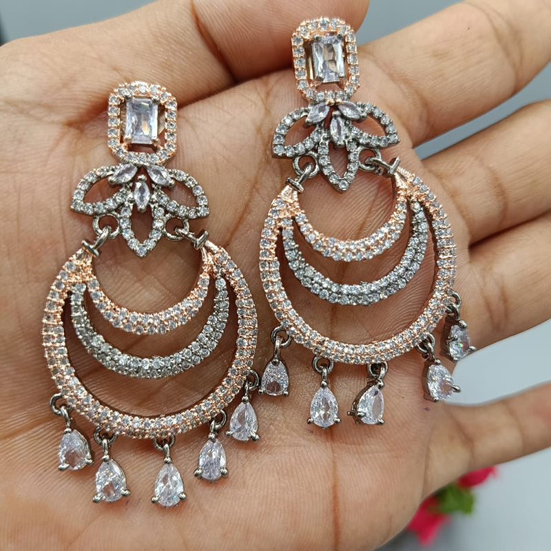 Pooja Bangles 2Tone Plated AD Stone Dangler Earrings