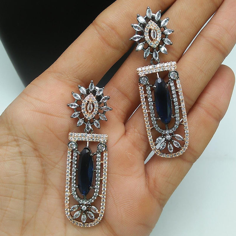 Pooja Bangles 2 Tone Plated AD Stone Dangler Earrings