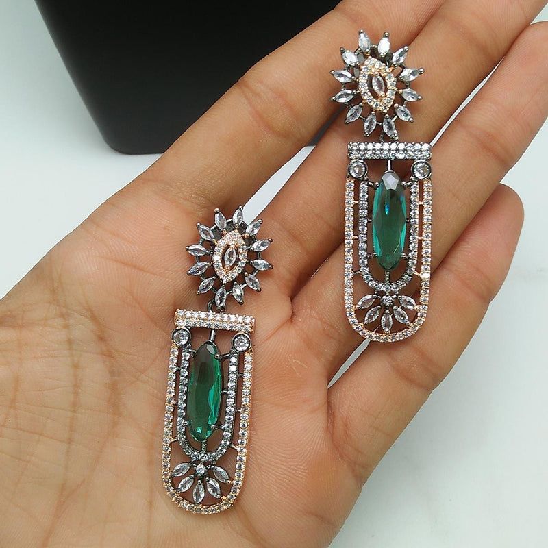 Pooja Bangles 2 Tone Plated AD Stone Dangler Earrings