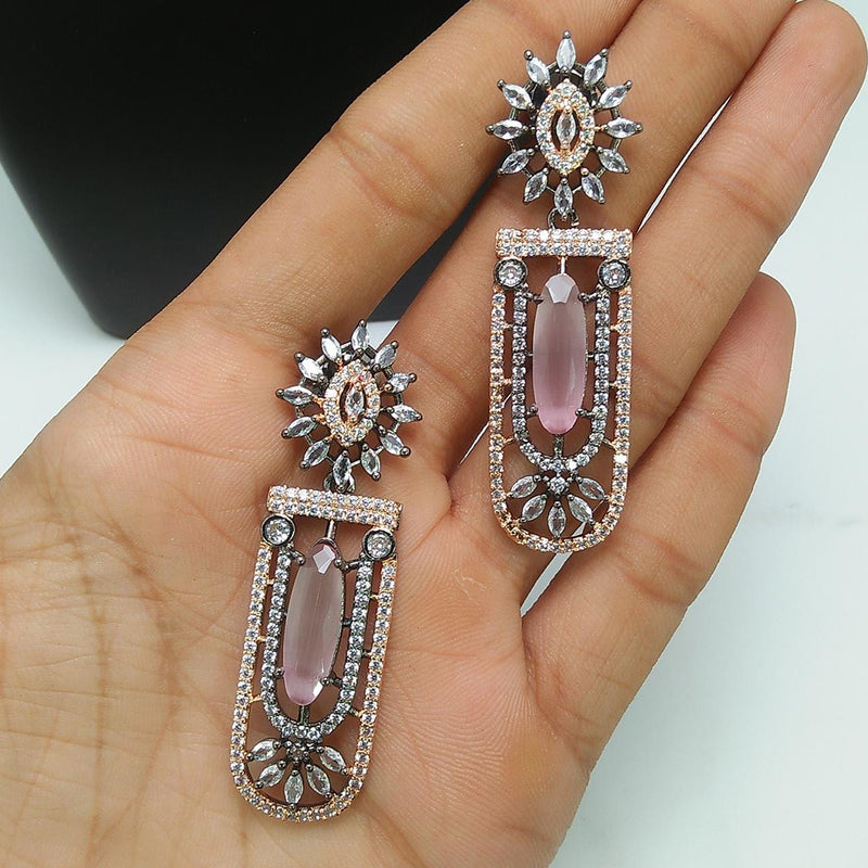 Pooja Bangles 2 Tone Plated AD Stone Dangler Earrings