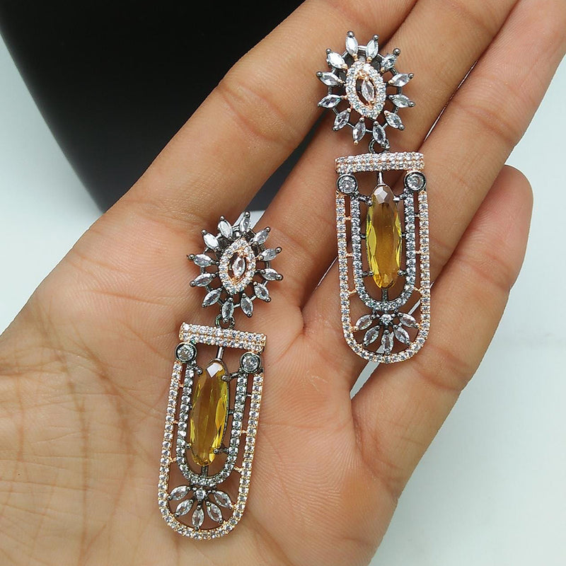 Pooja Bangles 2 Tone Plated AD Stone Dangler Earrings