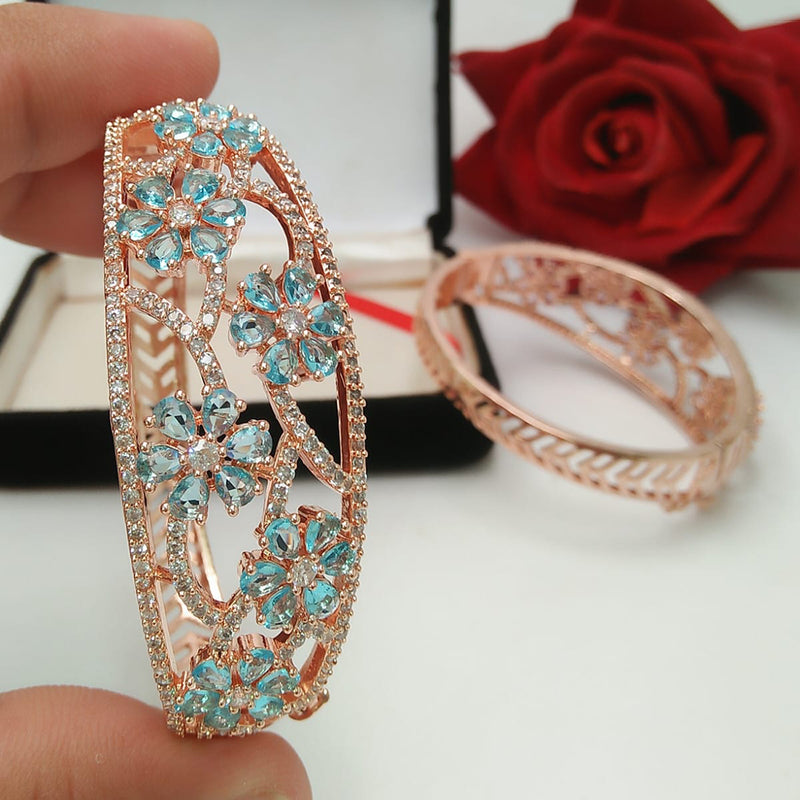 Pooja Bangles Rose Gold Plated Crystal Stone Bangle Set