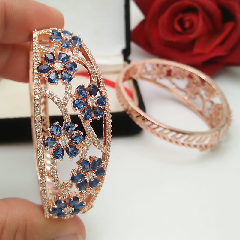 Pooja Bangles Rose Gold Plated Crystal Stone Bangle Set