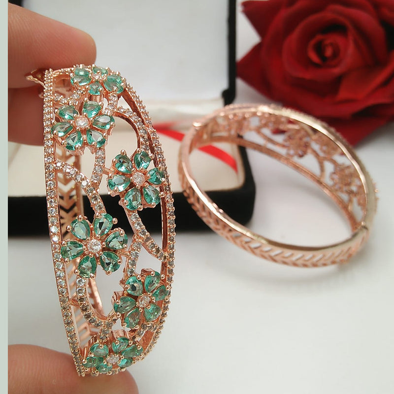 Pooja Bangles Rose Gold Plated Crystal Stone Bangle Set