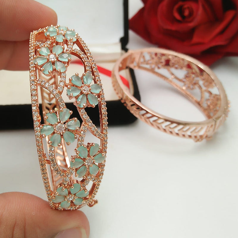 Pooja Bangles Rose Gold Plated Crystal Stone Bangle Set