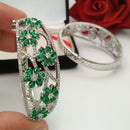 Pooja Bangles Silver Plated Crystal Stone Bangle Set