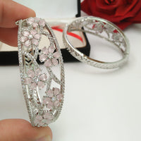 Pooja Bangles Silver Plated Crystal Stone Bangle Set