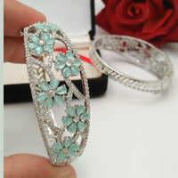 Pooja Bangles Silver Plated Crystal Stone Bangle Set