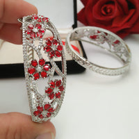 Pooja Bangles Silver Plated Crystal Stone Bangle Set