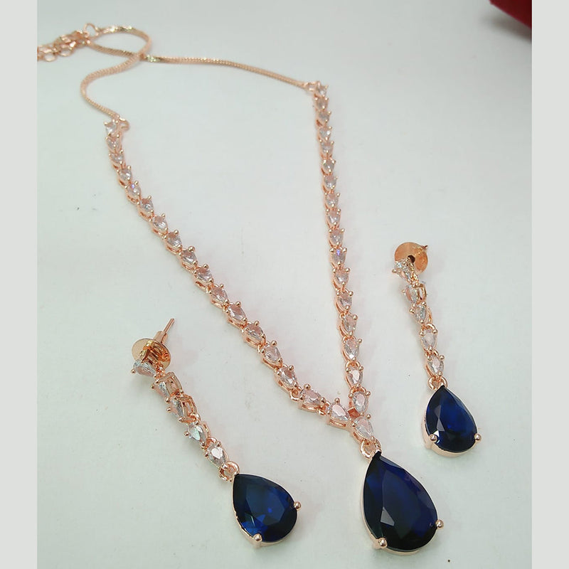 Pooja Bangles Rose Gold Plated Crystal Stone Pendant Set