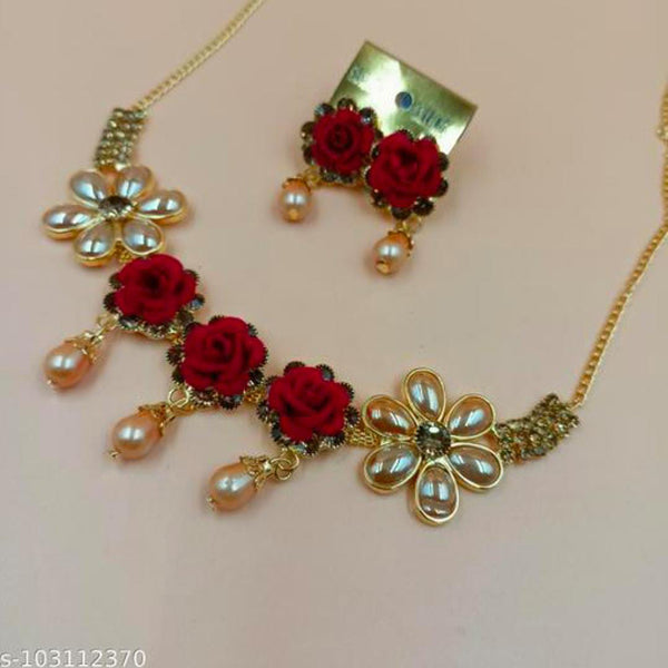 Pooja Bangles Gold Plated Flower Necklace Set