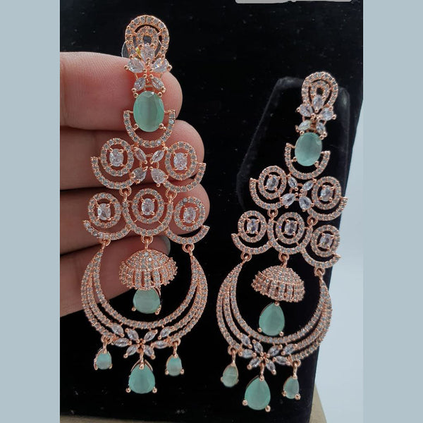 Pooja Bangles Rose Gold Plated AD Stone Dangler Earrings