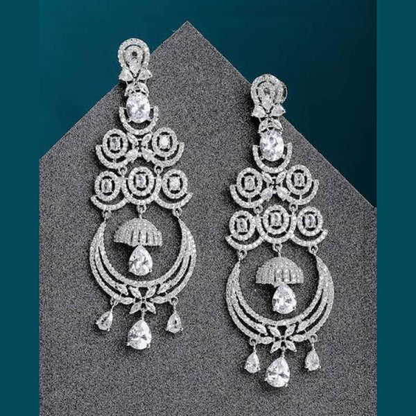 Pooja Bangles Silver  Plated AD Stone Dangler Earrings