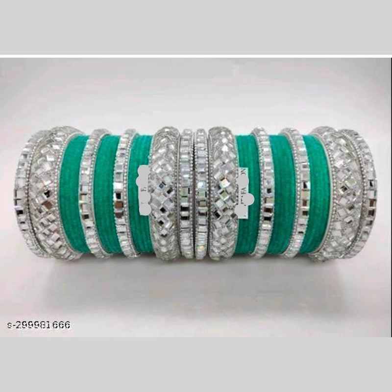 Pooja Bangles Silver Plated Velvet Bangles Set