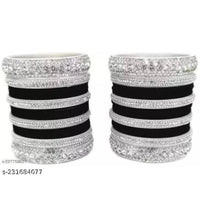 Pooja Bangles Silver Plated Velvet Bangles Set