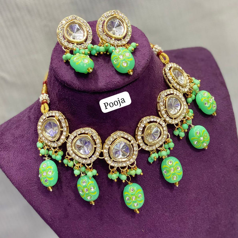 Pooja Bangles Gold Plated Crystal Stone Necklace Set