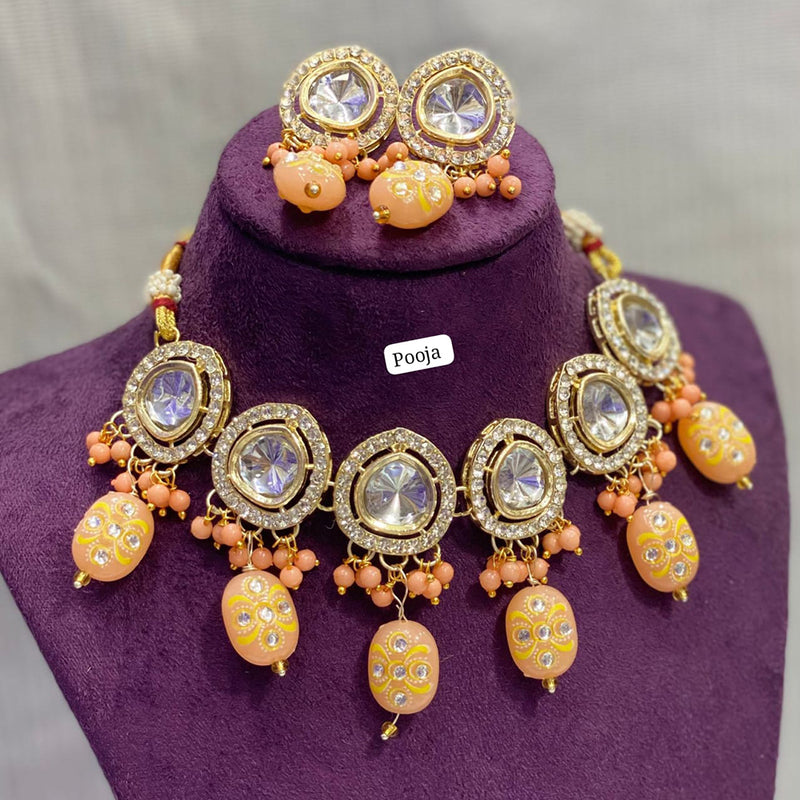 Pooja Bangles Gold Plated Crystal Stone Necklace Set