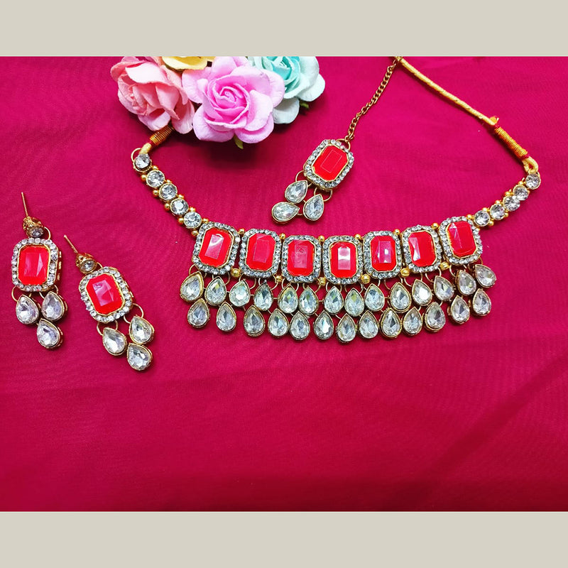 Pooja Bangles Gold Plated Crystal Stone Necklace Set