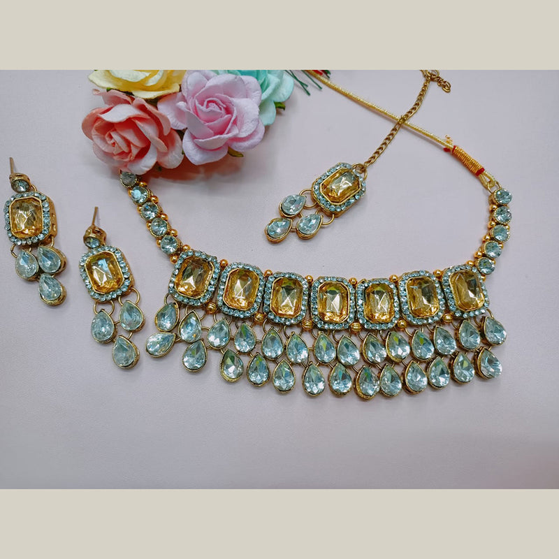 Pooja Bangles Gold Plated Crystal Stone Necklace Set