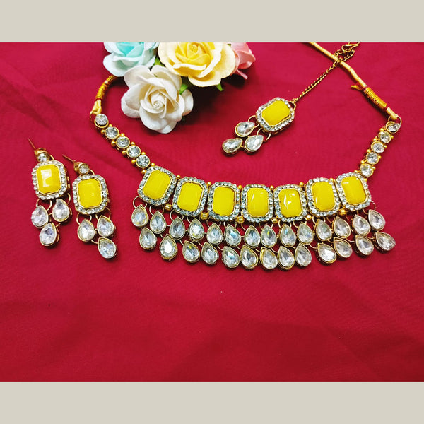 Pooja Bangles Gold Plated Crystal Stone Necklace Set