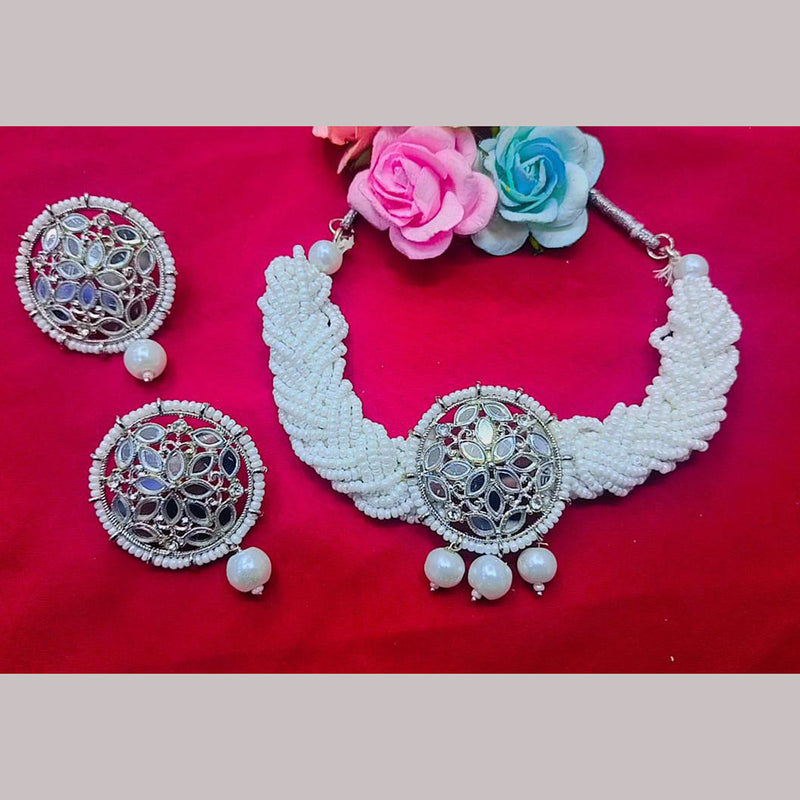 Pooja Bangles Silver Plated Choker Necklace Set