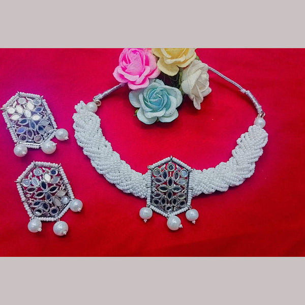 Pooja Bangles Silver Plated Choker Necklace Set