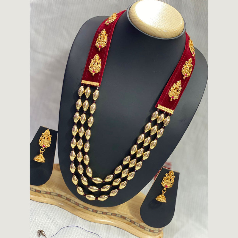 Pooja Bangles Gold Plated Long Necklace Set