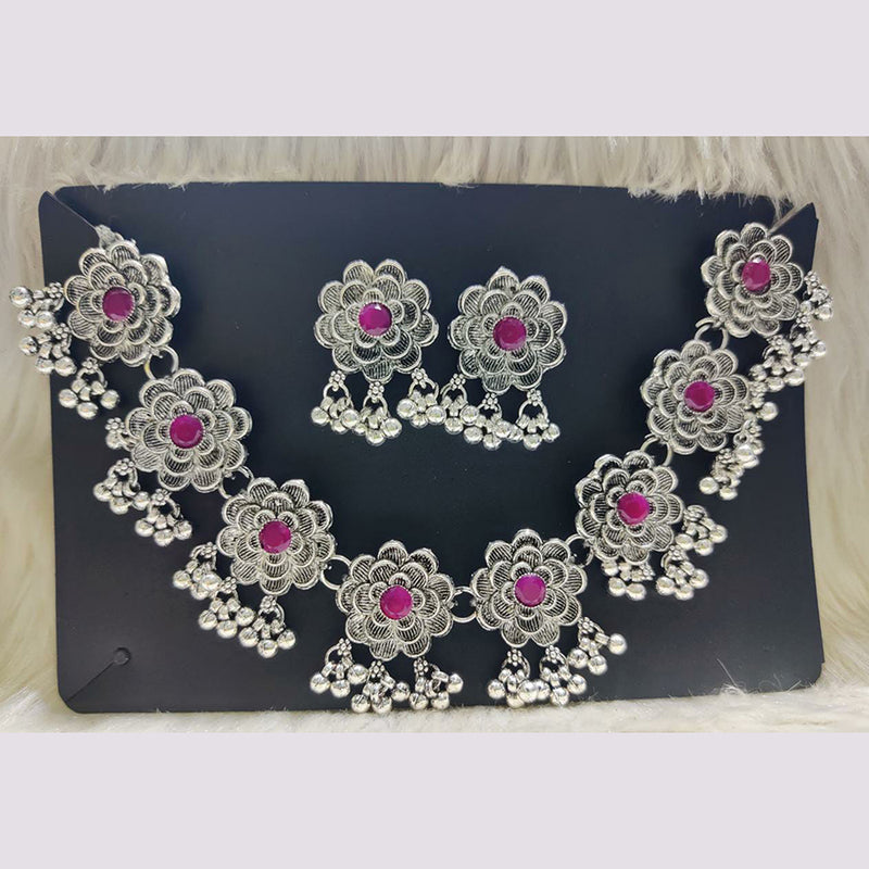 Pooja Bangles Silver Plated Pota Stone Necklace Set