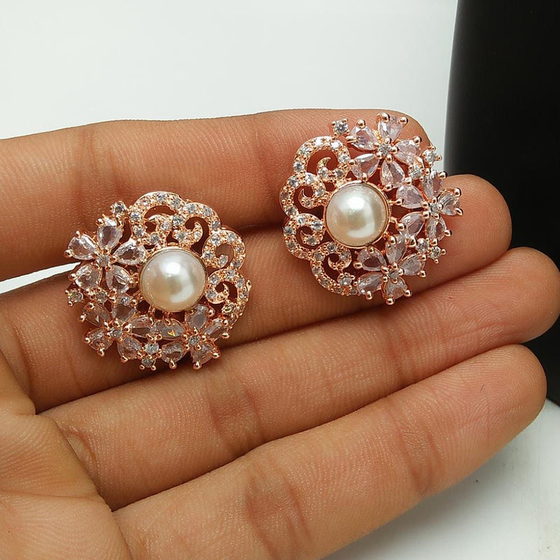 Buy Karatcart Rose Gold-Plated Cubic Zirconia Stud Earrings Online At Best  Price @ Tata CLiQ