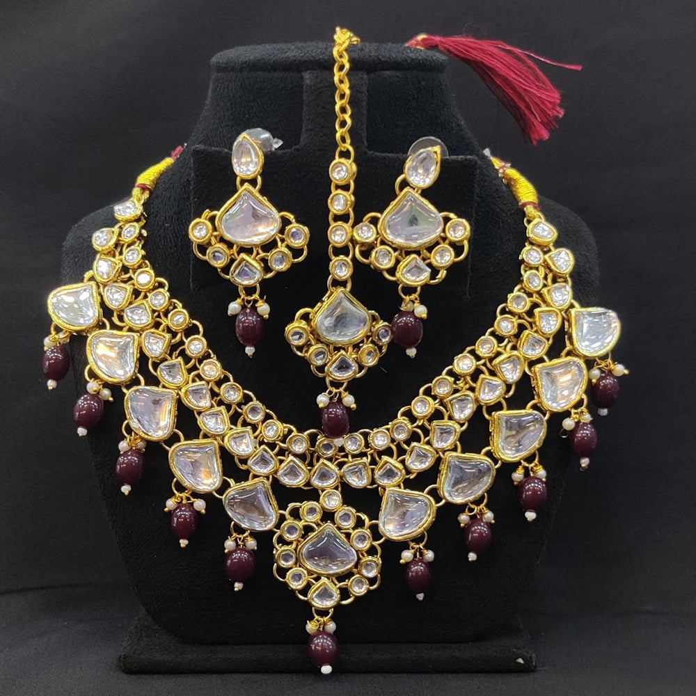 Pooja Bangles Gold Plated Kundan Stone Necklace Set