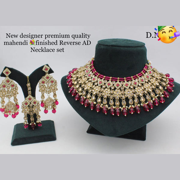 Pooja Bangles Gold Plated Reverse AD Stone Necklace Set