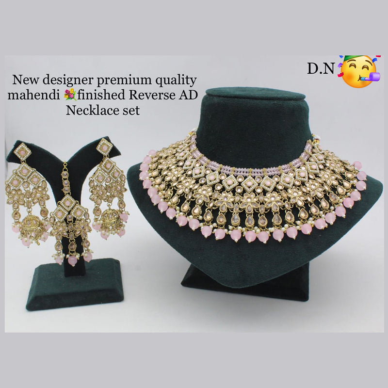 Pooja Bangles Gold Plated Reverse AD Stone Necklace Set