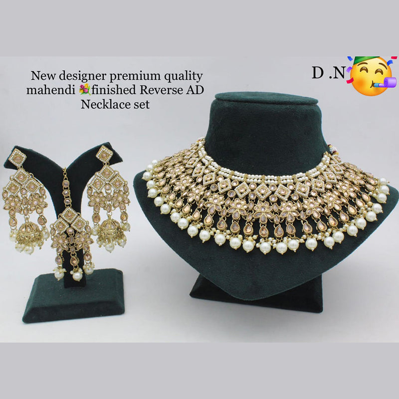 Pooja Bangles Gold Plated Reverse AD Stone Necklace Set