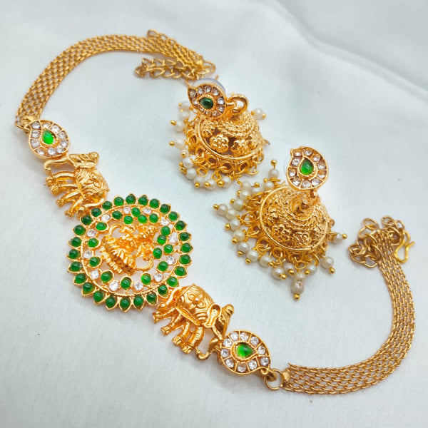 Pooja Bangles Gold Plated Pota Stone Choker Necklace Set