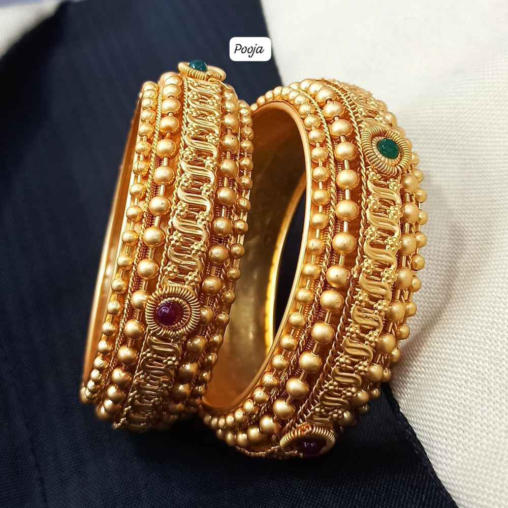 Pooja Bangles Gold Plated Pota Stone Bangles Set – JewelEMarket