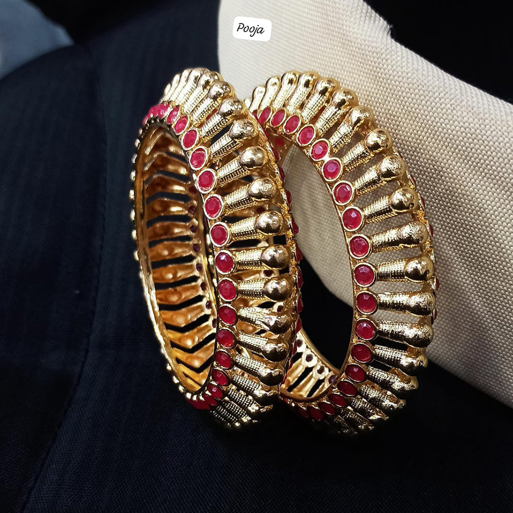 Pooja Bangles Gold Plated Pota Stone Bangles Set – JewelEMarket