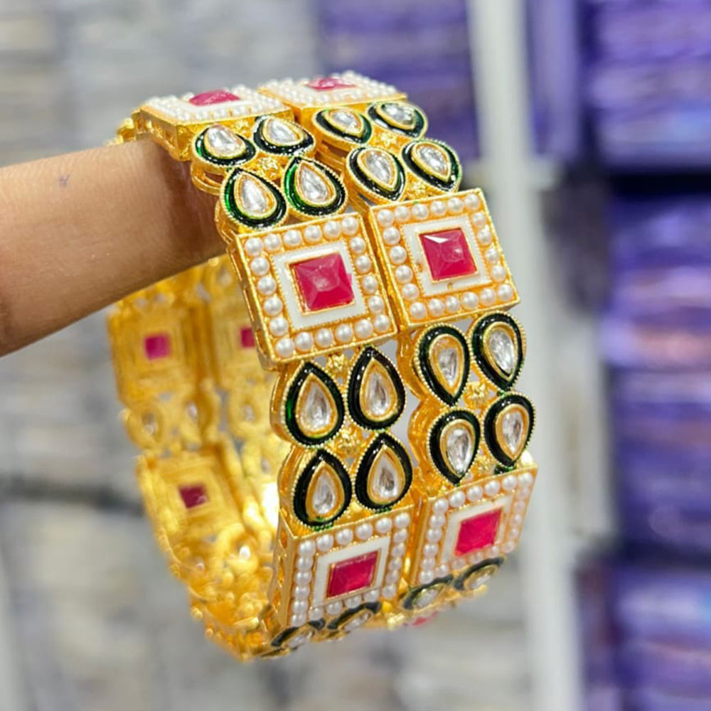 Pooja Bangles Gold Plated Crystal Stone Bangles Set