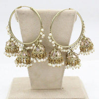 Pooja Bangles Gold Plated Kundan Jhumki Earings