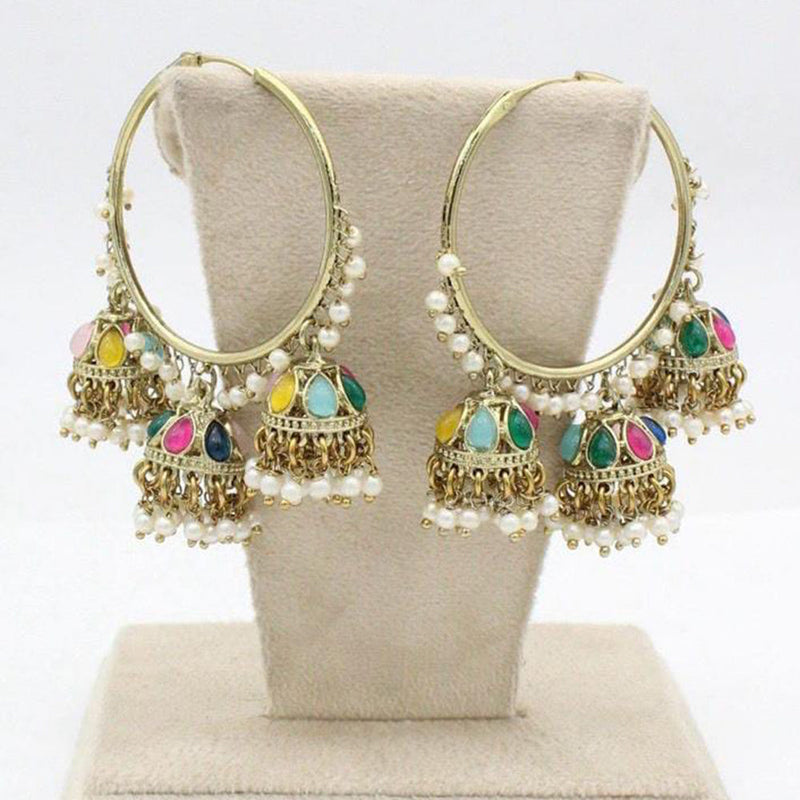 Pooja Bangles Gold Plated Kundan Jhumki Earings